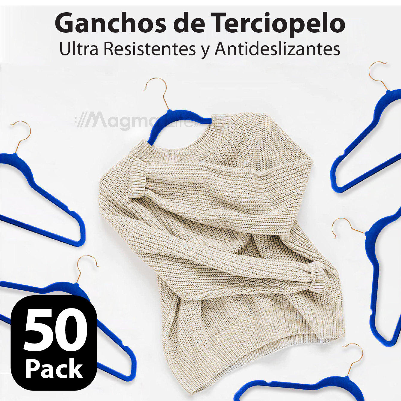 Foto 5 pulgar | Magmalife 50 Ganchos Para Ropa De Terciopelo Gancho Dorado Giratorio De 360 Grados  Antideslizantes