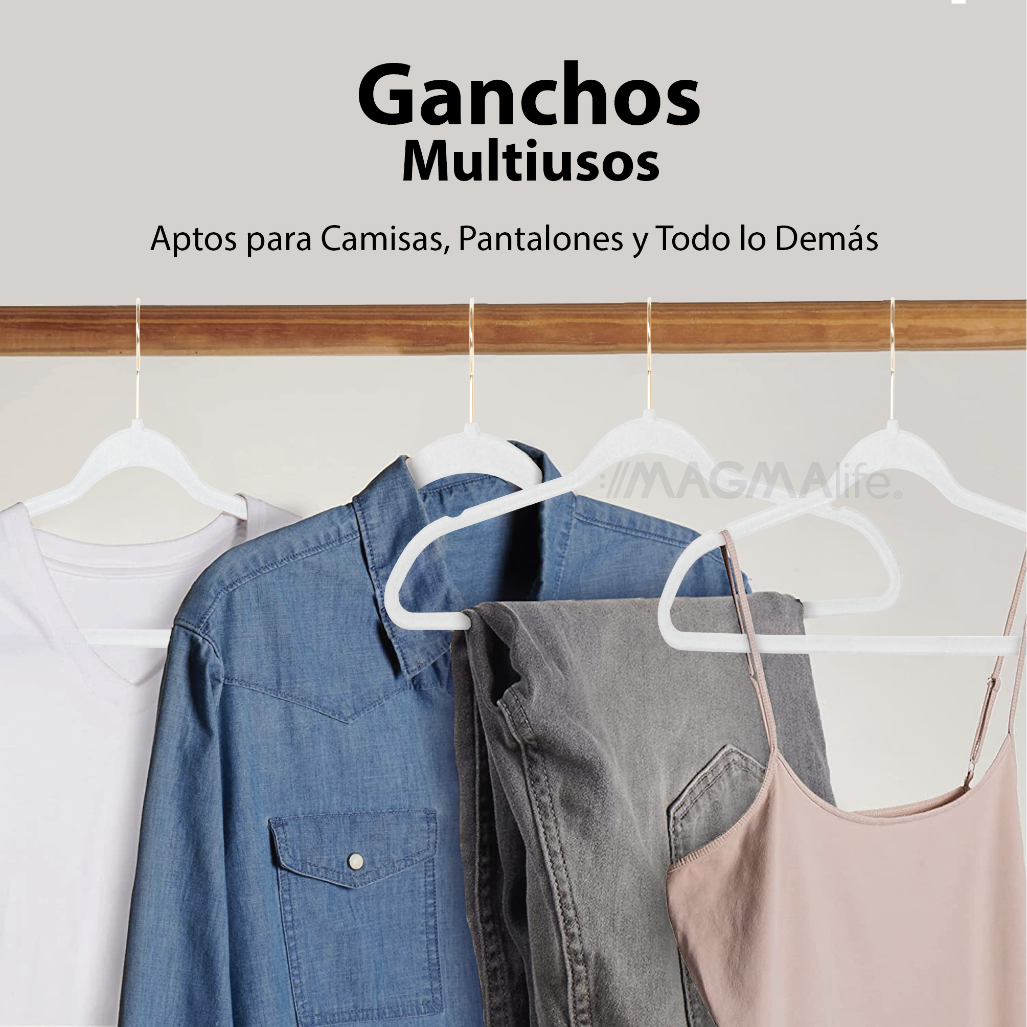 Foto 5 | Set de 50 Ganchos de Ropa de Terciopelo Rosa con Gancho Dorado Giratorio de 360 Grados