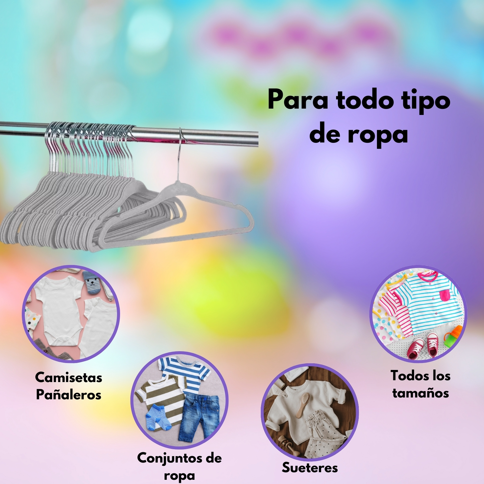 Foto 6 pulgar | 20 Ganchos Para Ropa Infantil De Terciopelo Premium Zomilux, Perchas Antideslizantes Con Gancho Giratorio 360°, Gris