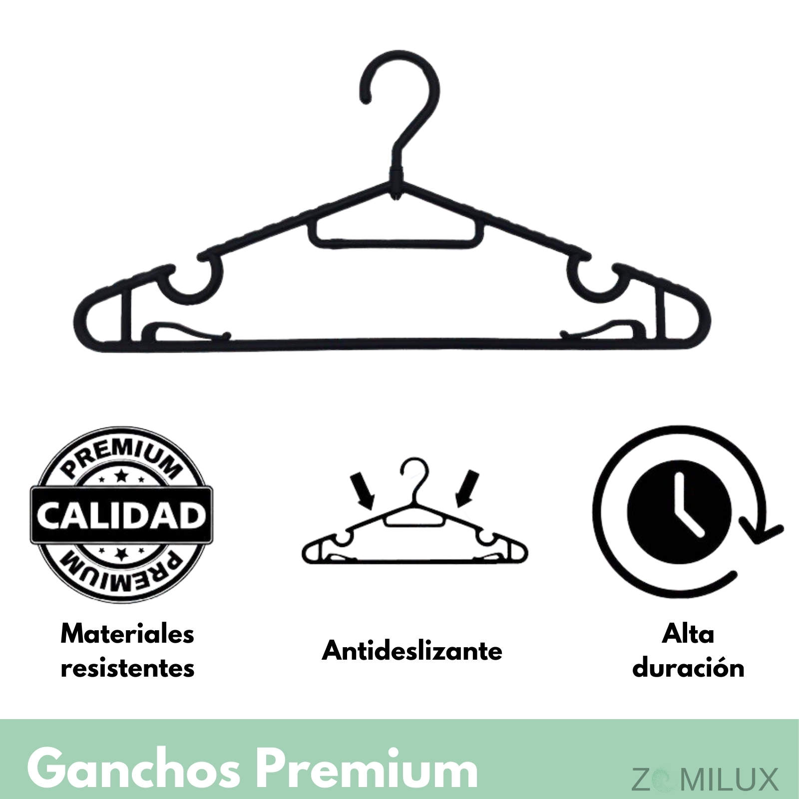 Foto 5 pulgar | 50 Ganchos Para Ropa De Plástico Premium Zomilux, Perchas Antideslizantes, Ultras Resistentes Con Gancho Giratorio 360°