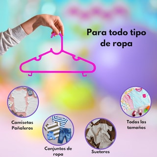 Foto 2 | 50 Ganchos Para Ropa Infantil De Plástico Premium Zomilux, Perchas De Niña Antideslizantes, Resistentes Y Durables, Ro