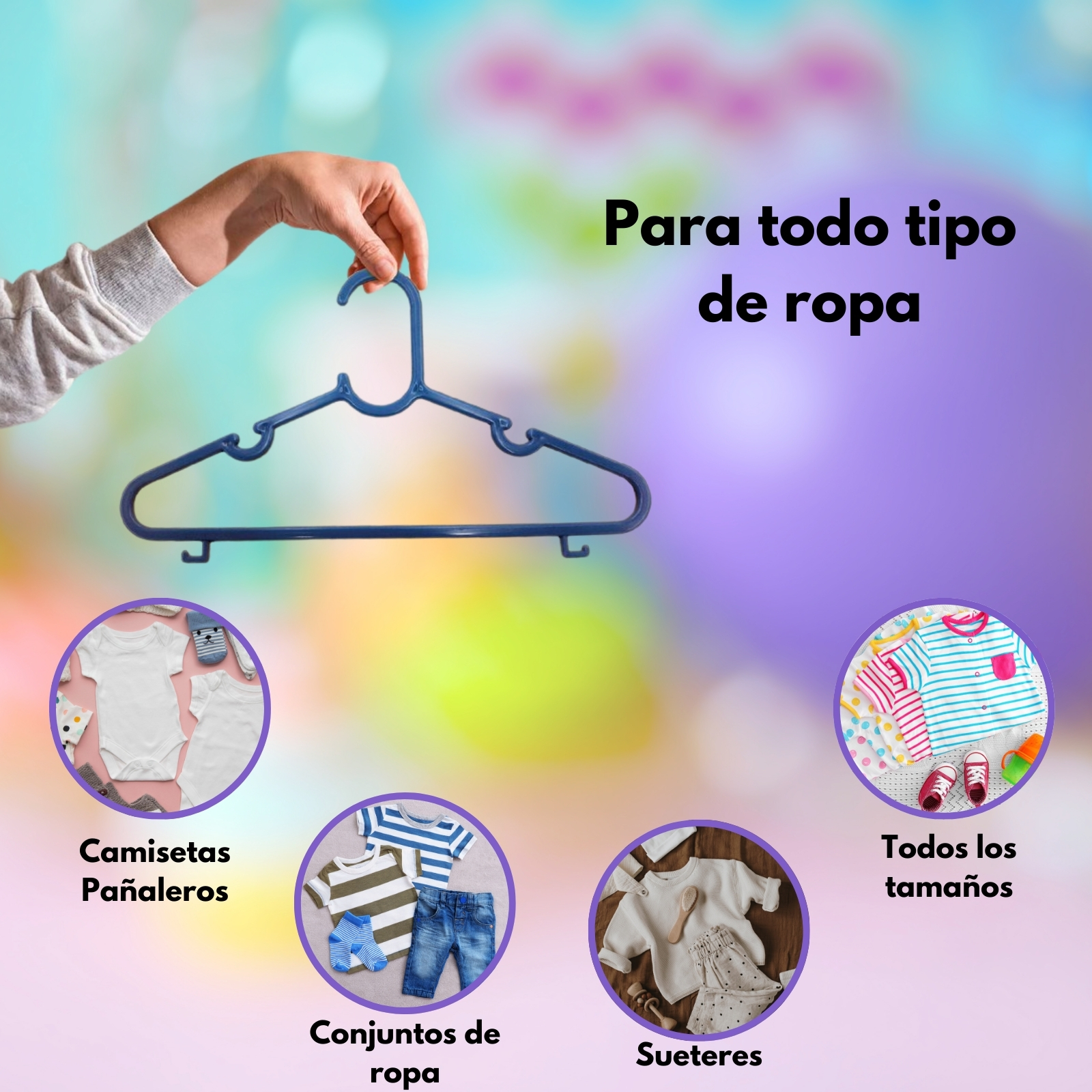 Foto 3 pulgar | 50 Ganchos Para Ropa Infantil De Plástico Premium Zomilux, Perchas De Niño Antideslizantes, Resistentes Y Durables, Az