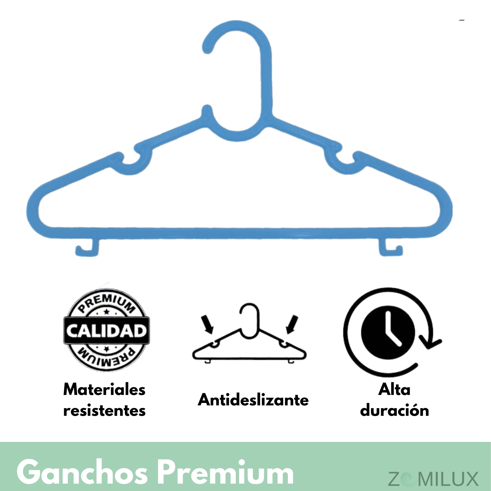 Foto 7 pulgar | 50 Ganchos Para Ropa Infantil De Plástico Premium Zomilux, Perchas De Niño Antideslizantes, Resistentes Y Durables, Az