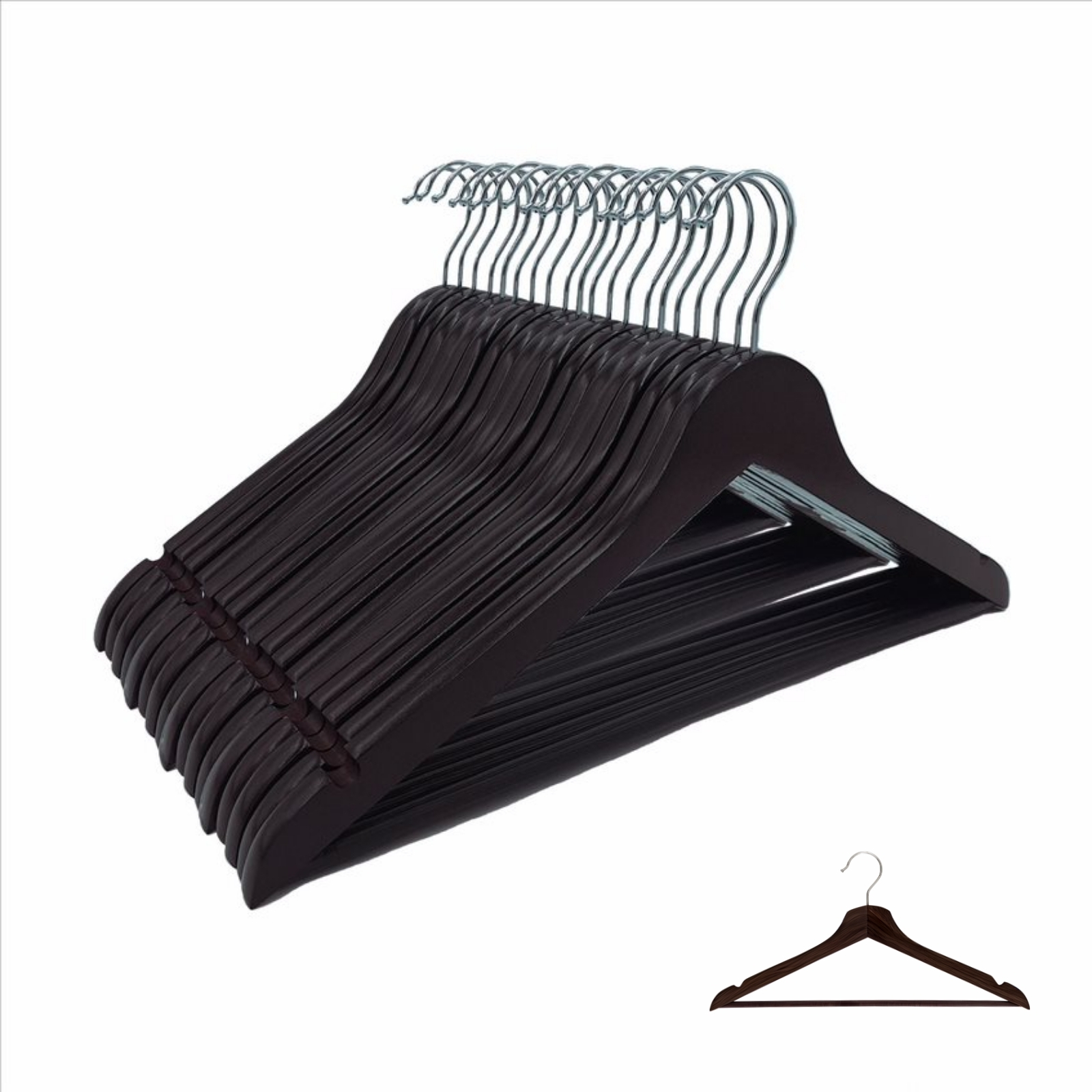 Foto 2 pulgar | 20 Ganchos Para Ropa Madera Premium Zomilux Perchas Para Pantalones Con Barra Antideslizante Gancho Giratorio 360° Caob