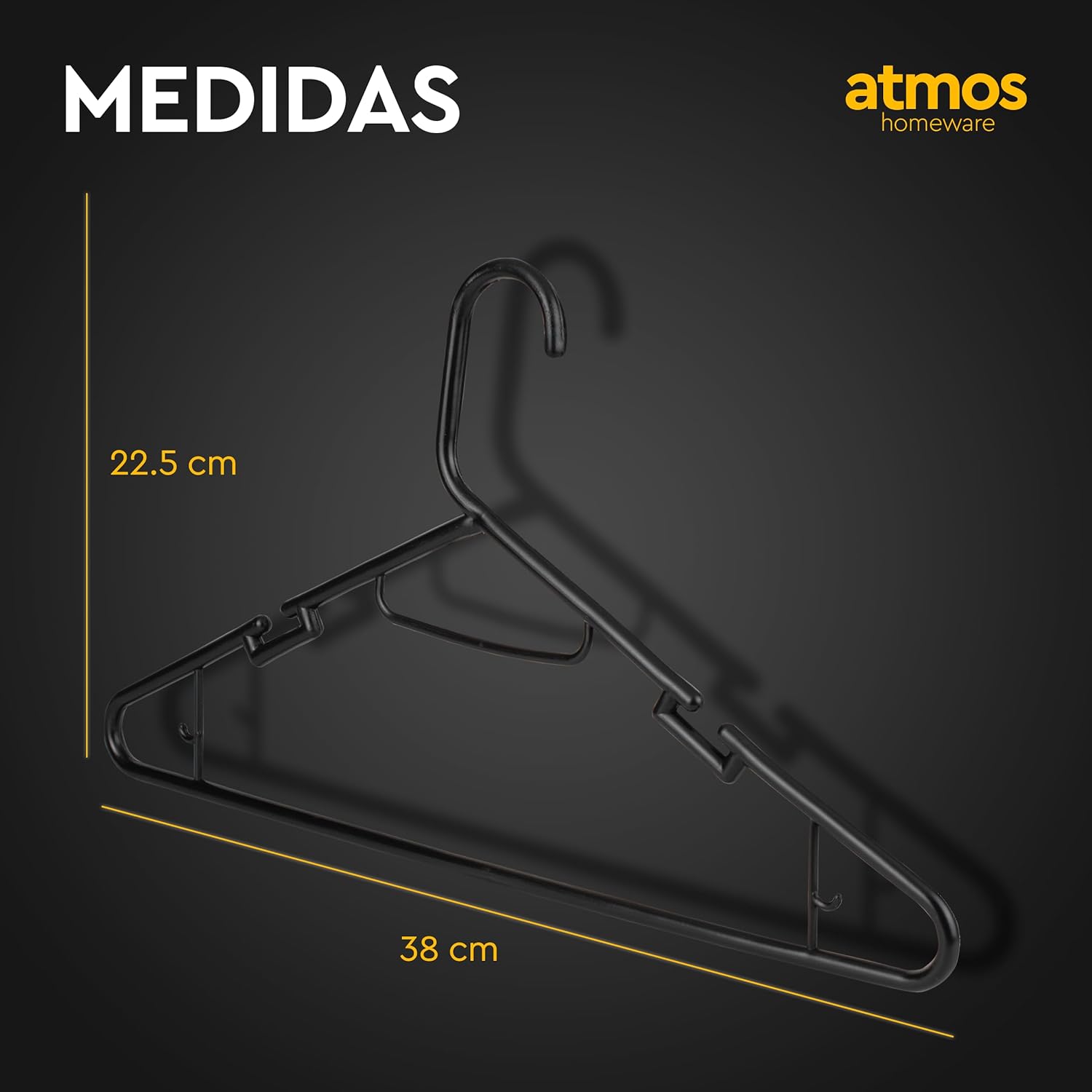 Foto 8 pulgar | Ganchos de Ropa Atmos Homeware Negros 40 Piezas