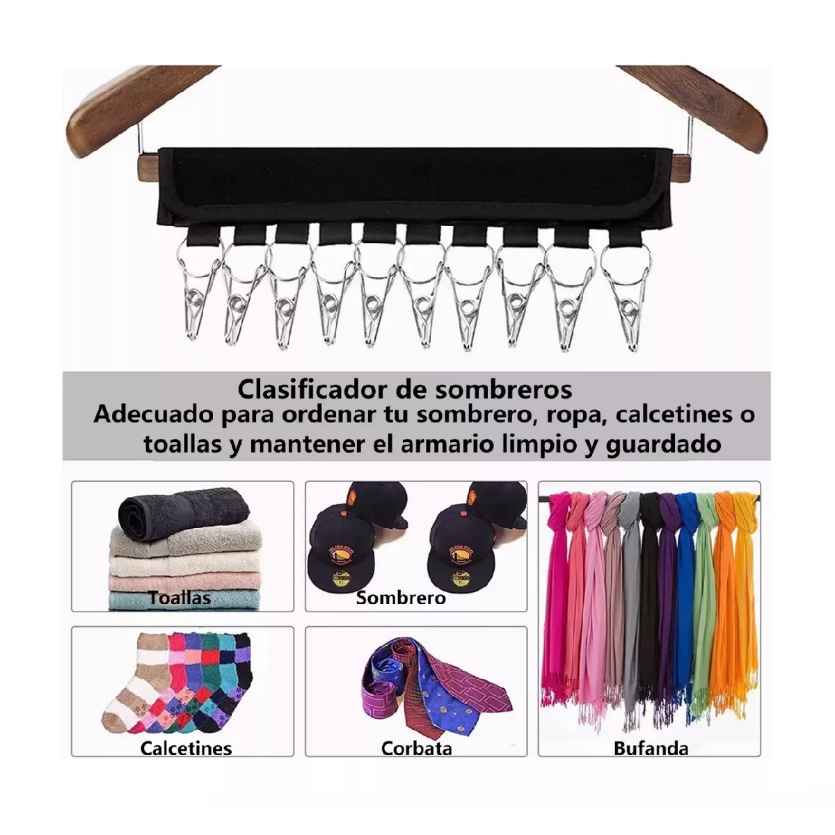 Foto 6 pulgar | 2 Pzas Organizador Para Colgar Sombreros, Gorras, Corbatas