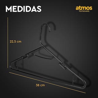Foto 6 | Ganchos para Ropa Atmos Homeware Negros Gruesos Resistentes Paquete de 100 Perchas