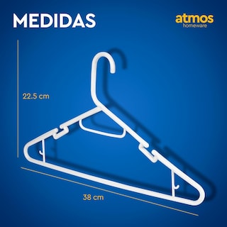 Foto 6 | Ganchos para Ropa Atmos Homeware Blancos Gruesos Resistentes Paquete de 100 Perchas