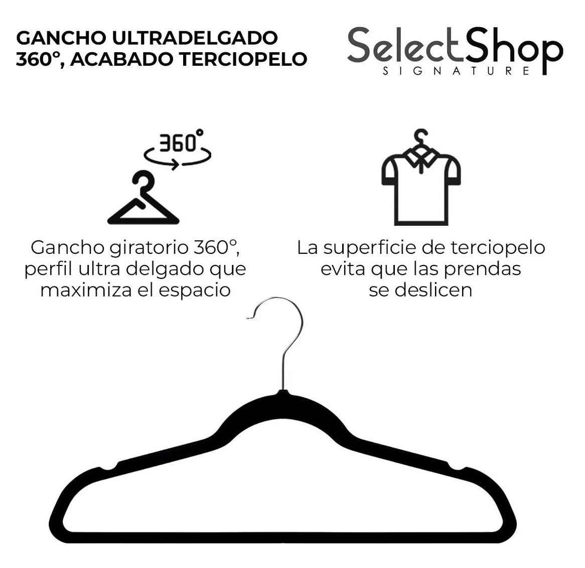 Foto 2 | Ganchos para Ropa Selectshop Negros 50 Piezas