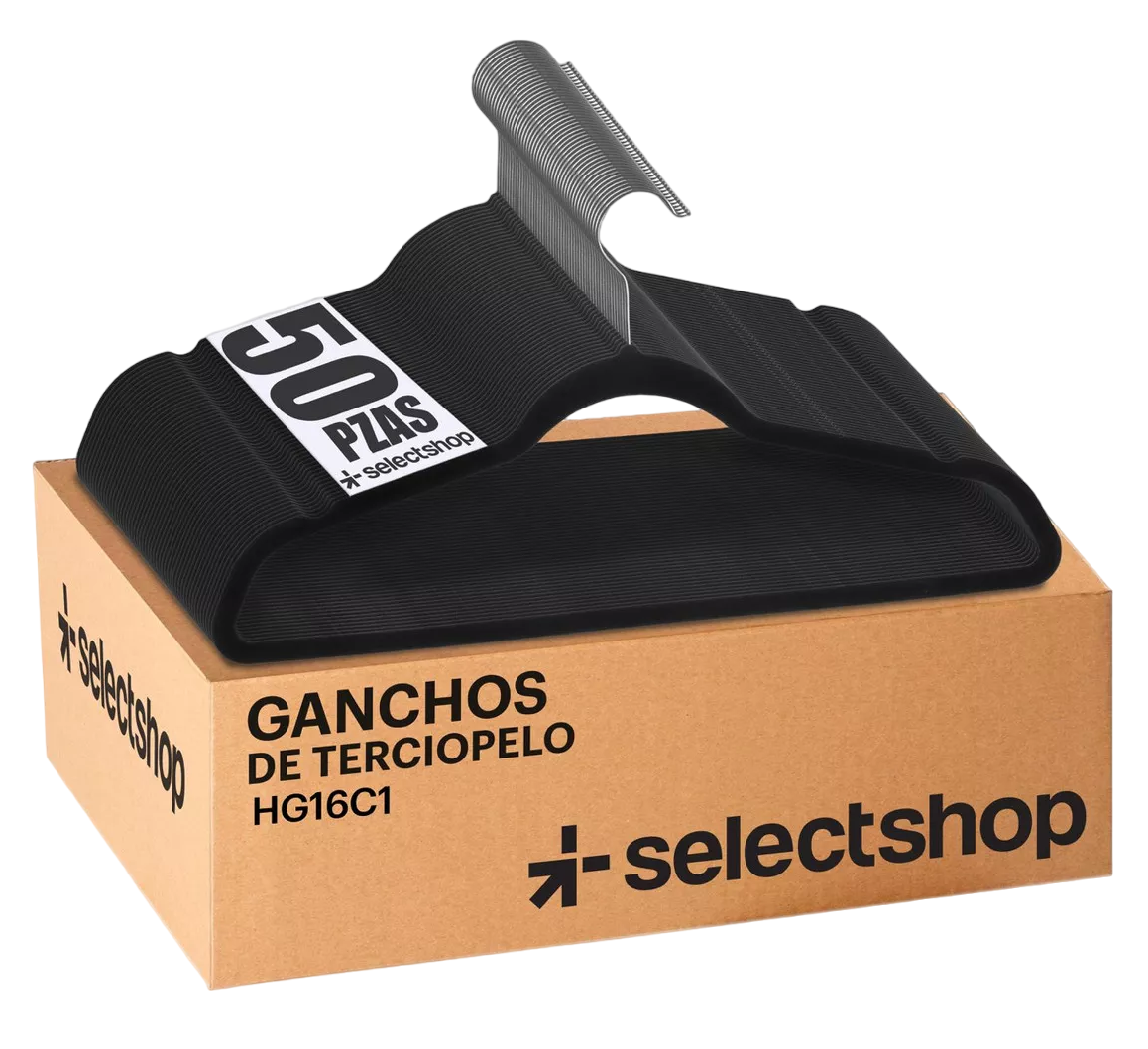 Ganchos de Ropa Selectshop Negros 50 Piezas