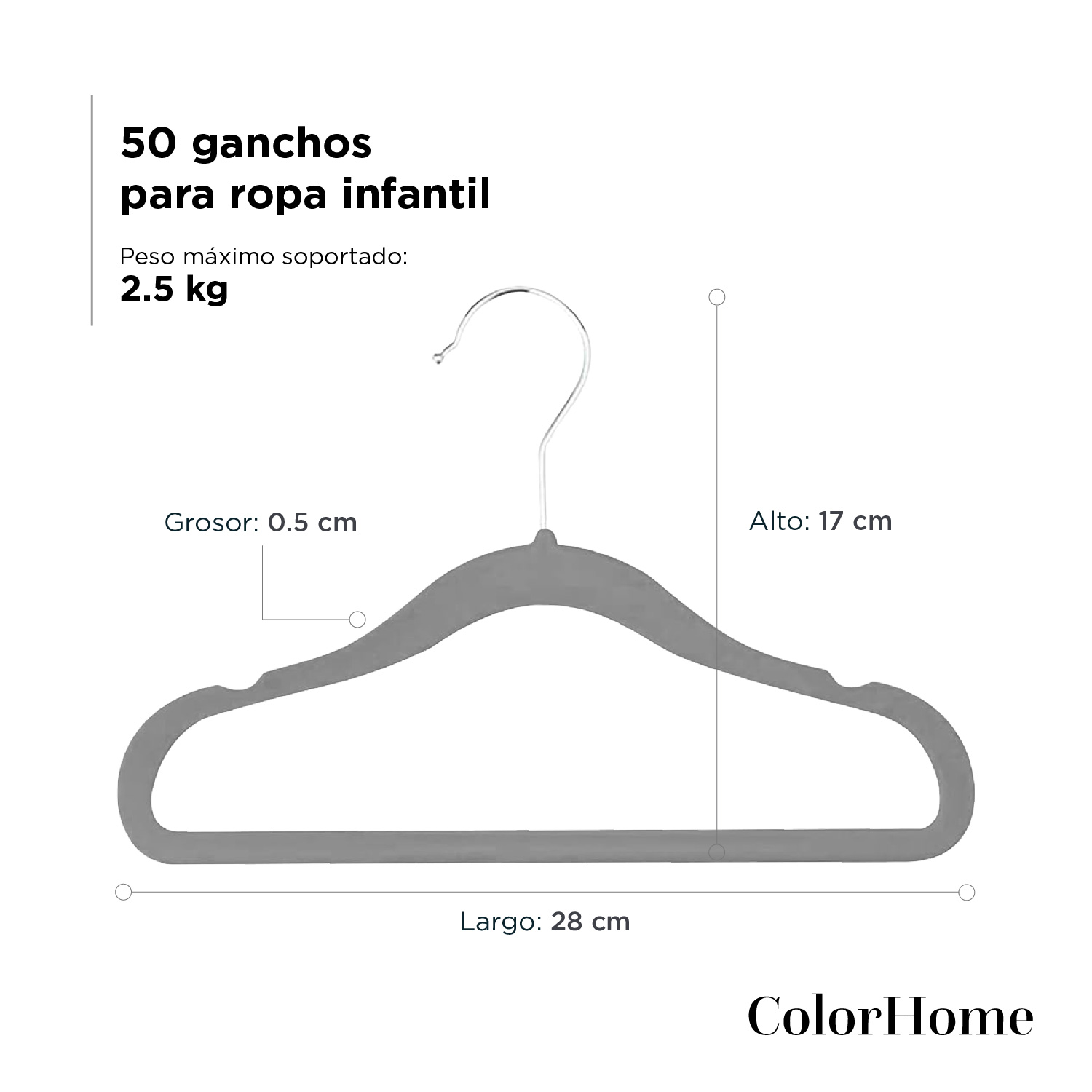 Foto 5 pulgar | Set de 50 Ganchos para Ropa Terciopelo Infantil