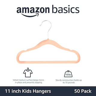 Foto 2 | Perchas Antideslizantes Amazon Basics De Terciopelo Para Niños, Paquete De 50 - Venta Internacional.