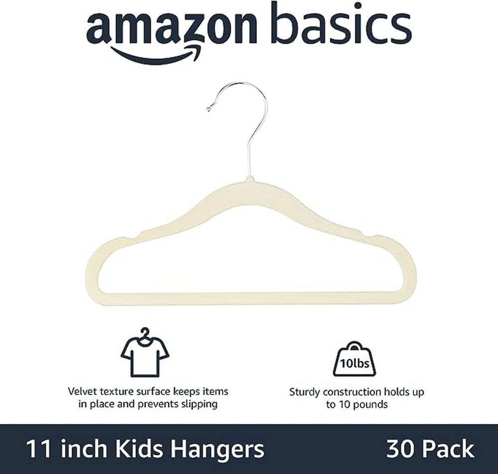 Foto 3 pulgar | Perchas Antideslizantes Amazon Basics De Terciopelo Para Niños, 30 Unidades - Venta Internacional.