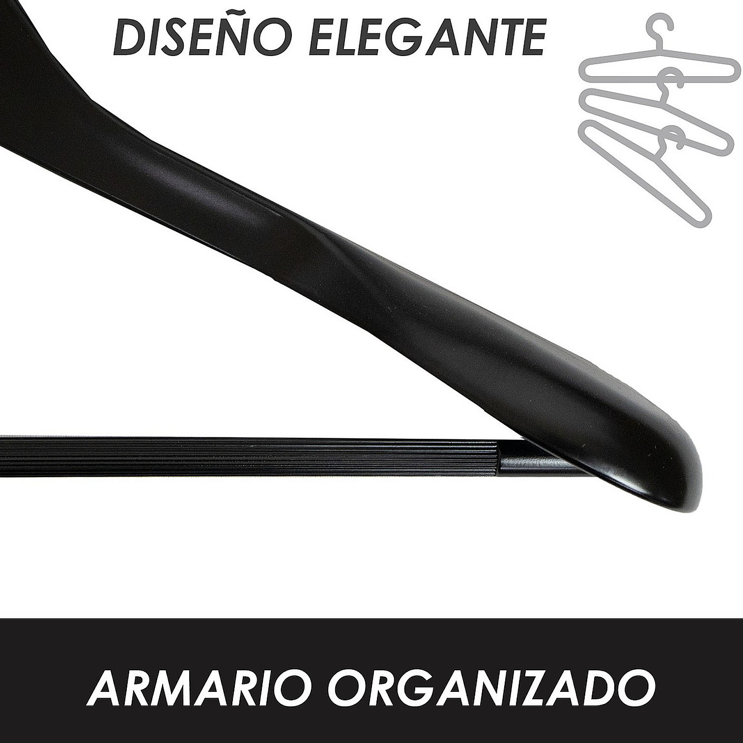 Foto 3 | Pack De 10 Ganchos De Hombro Jauz Improvement Color Negro De Plástico Con Barra Resistentes