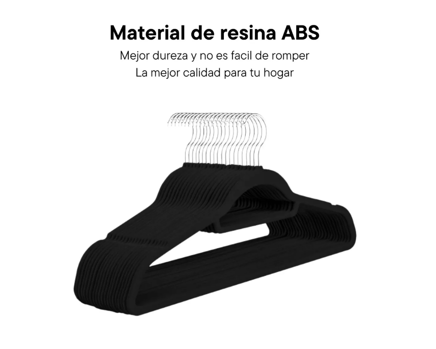 Foto 4 pulgar | Ganchos Para Ropa Hogar Resistes Elegantes Paquete 50 Pz Color Negro Wünd