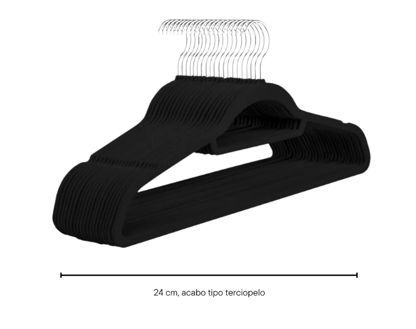 Foto 5 pulgar | Ganchos Para Ropa Hogar Resistes Elegantes Paquete 50 Pz Color Negro Wünd