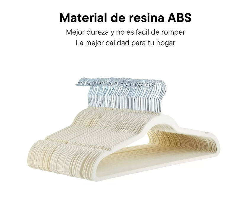 Foto 4 pulgar | Ganchos Para Ropa Hogar Resistes Elegantes Paquete 50 Pz Color Beige Wünd