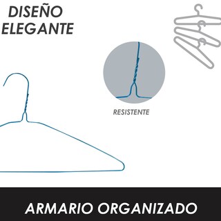 Foto 3 | Pack 50 Ganchos Jauz Improvement De Alambre Color Azul Resistencia Y Organización Para Tu Ropa (j0286)