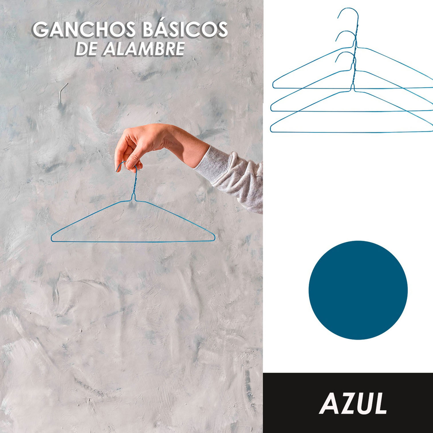 Foto 6 pulgar | Pack 50 Ganchos Jauz Improvement De Alambre Color Azul Resistencia Y Organización Para Tu Ropa (j0286)