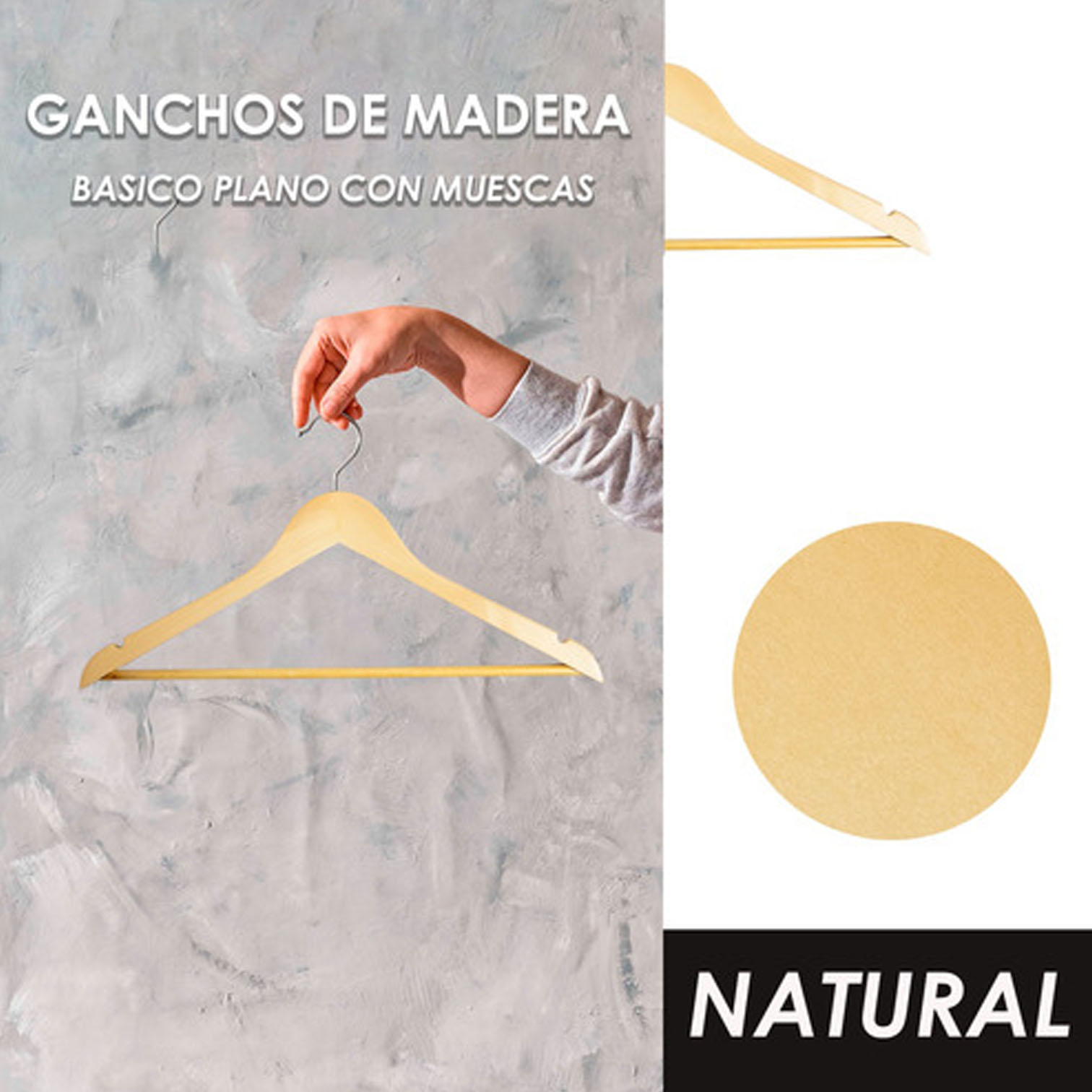 Foto 3 pulgar | Pack 50 Ganchos Jauz Improvement Color Natural Ideal Para Organizar Tu Ropa  (j0279)