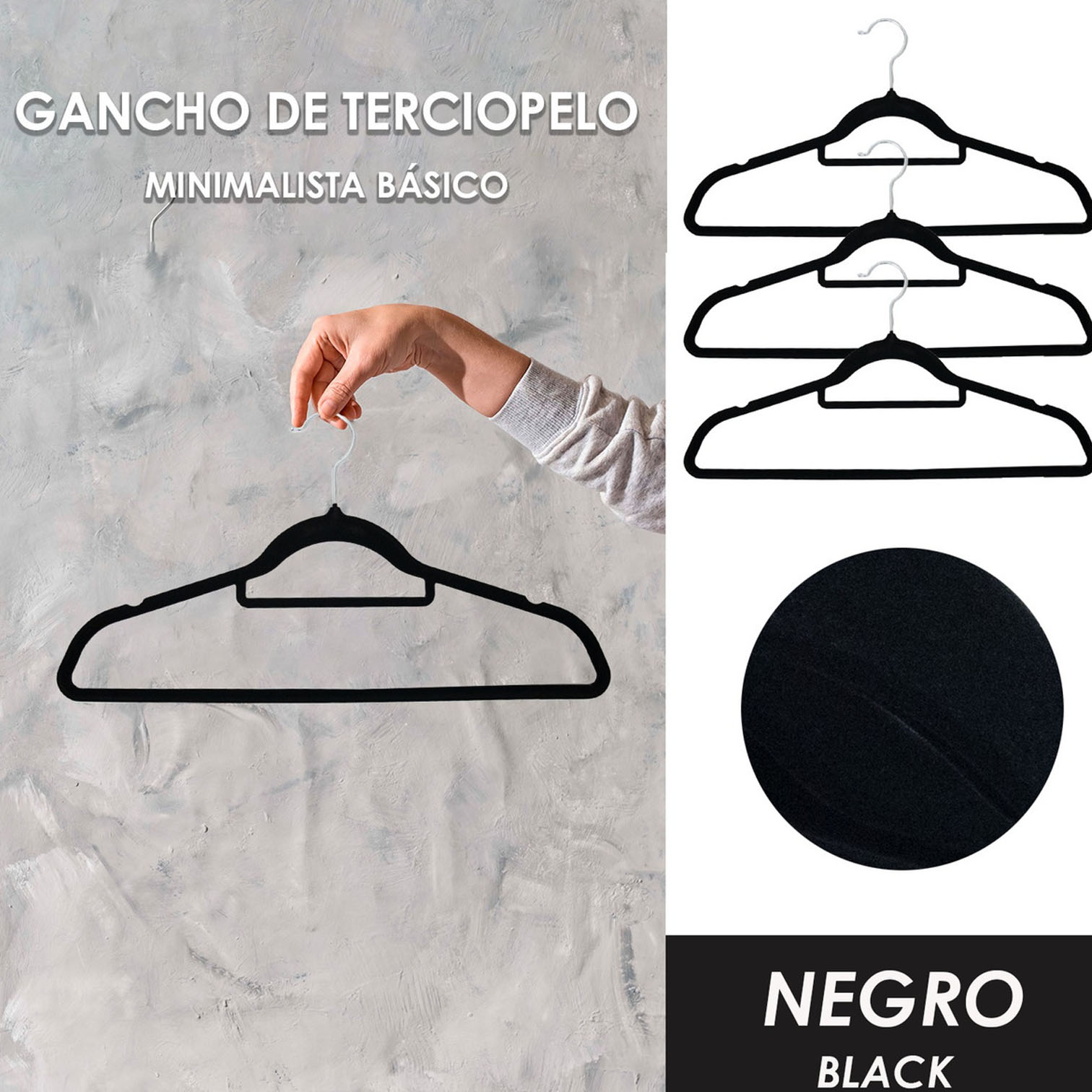 Foto 6 pulgar | Pack 20 Ganchos Jauz Improvement De Terciopelo Color Negro (j0291)