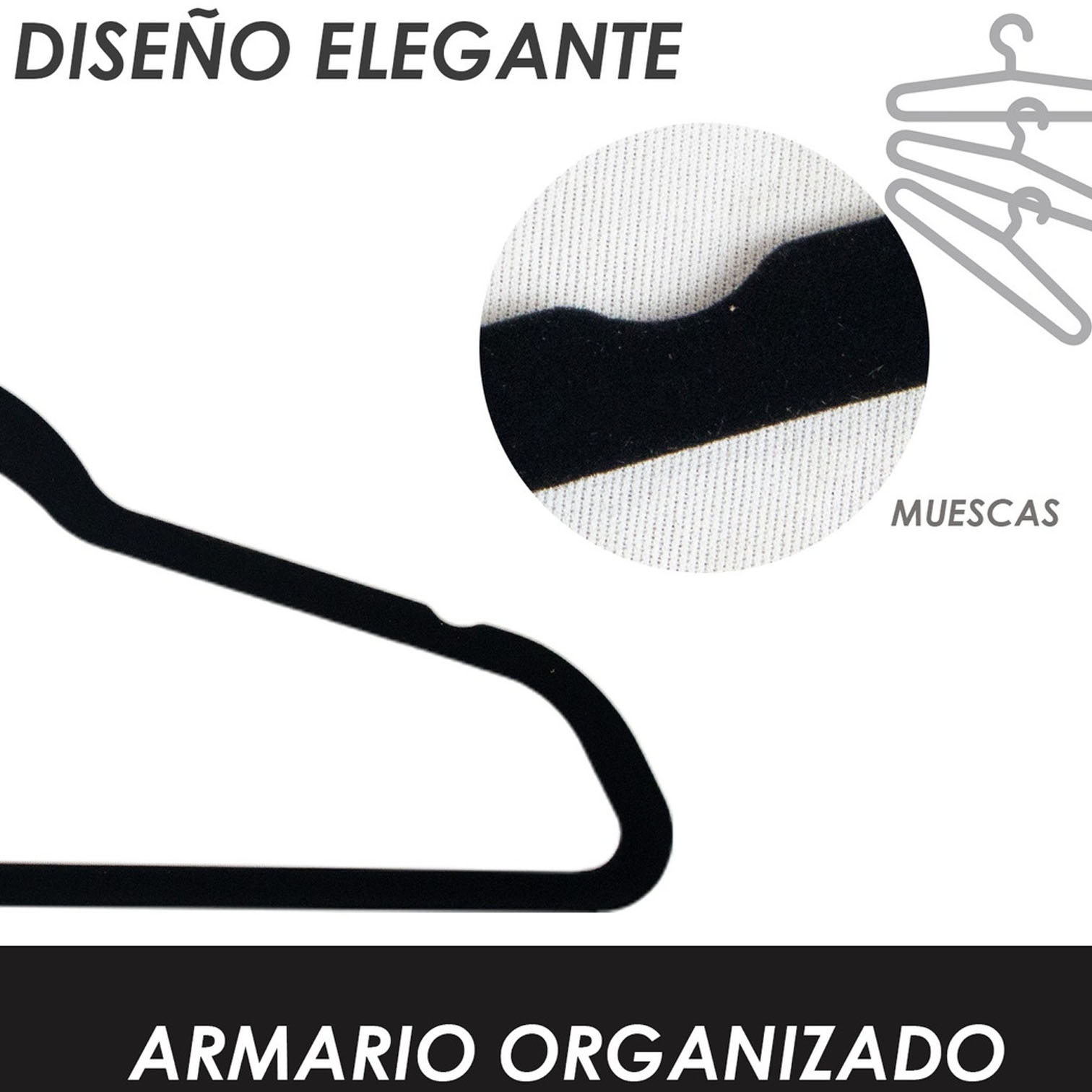 Foto 4 pulgar | Pack 20 Ganchos De Terciopelo Jauz Improvement Color Negro Minimalistas Estilo Y Organización Perfecta (j2090)