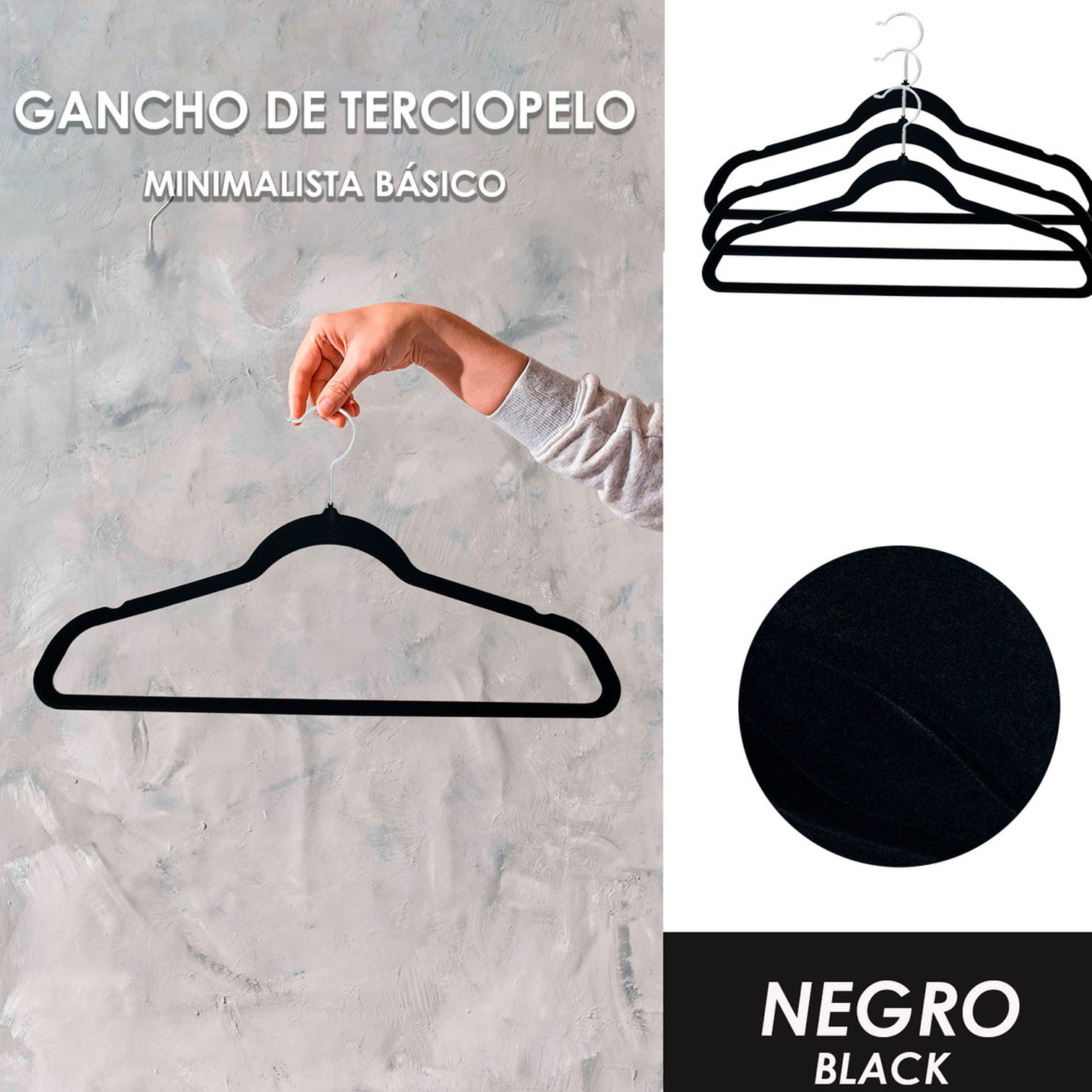 Foto 5 | Pack 50 Ganchos De Terciopelo Jauz Improvement Color Negro Minimalistas Estilo Y Organización Perfecta (j2090)