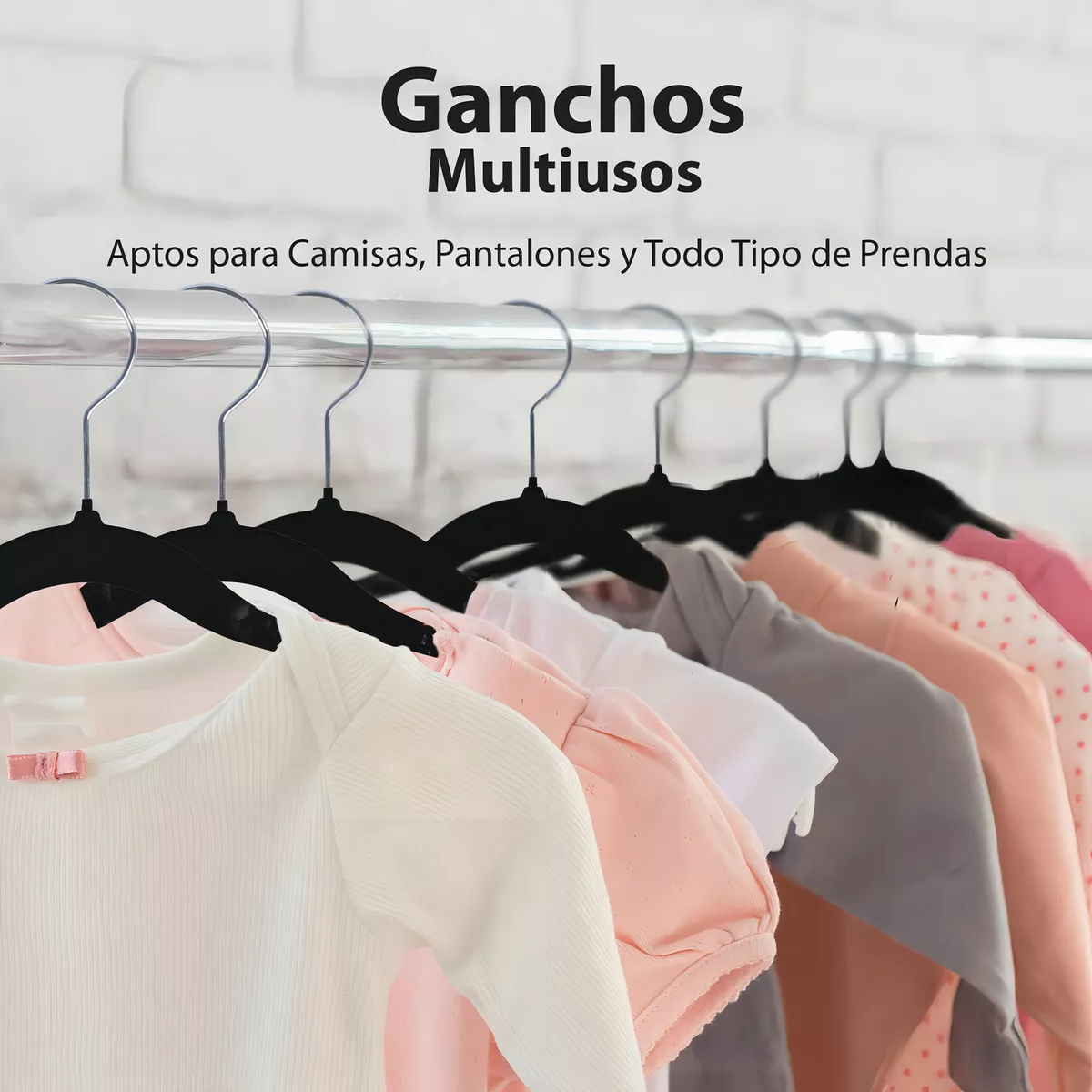 Foto 3 pulgar | 50 Ganchos De Terciopelo Para Ropa De Bebe Antideslizante, Eo Safe Imports Esi-17267 Negro