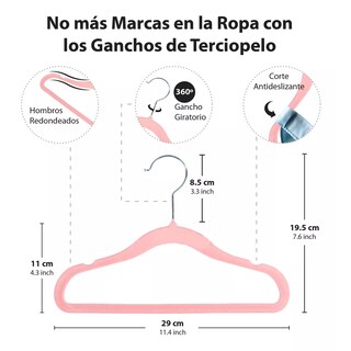 Foto 3 | 50 Ganchos De Terciopelo Para Ropa De Bebe Eo Safe Imports Esi-17269 Rosa