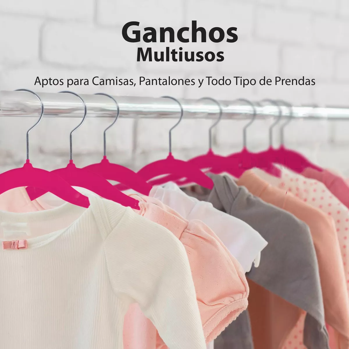 Foto 3 pulgar | 50 Ganchos De Terciopelo Para Ropa De Bebe Antideslizante, Eo Safe Imports Esi-17268 Rosa