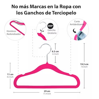 Foto 3 | 50 Ganchos De Terciopelo Para Ropa De Bebe Antideslizante, Eo Safe Imports Esi-17268 Rosa