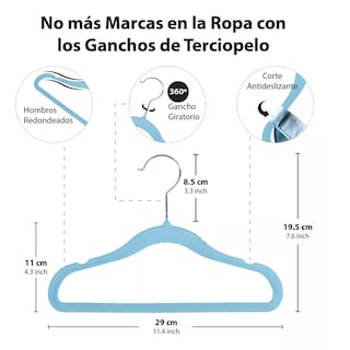 Foto 2 | Ganchos de Terciopelo Eo Safe Imports Esi-17263 Azules Antideslizantes 50 piezas para Ropa de Bebe