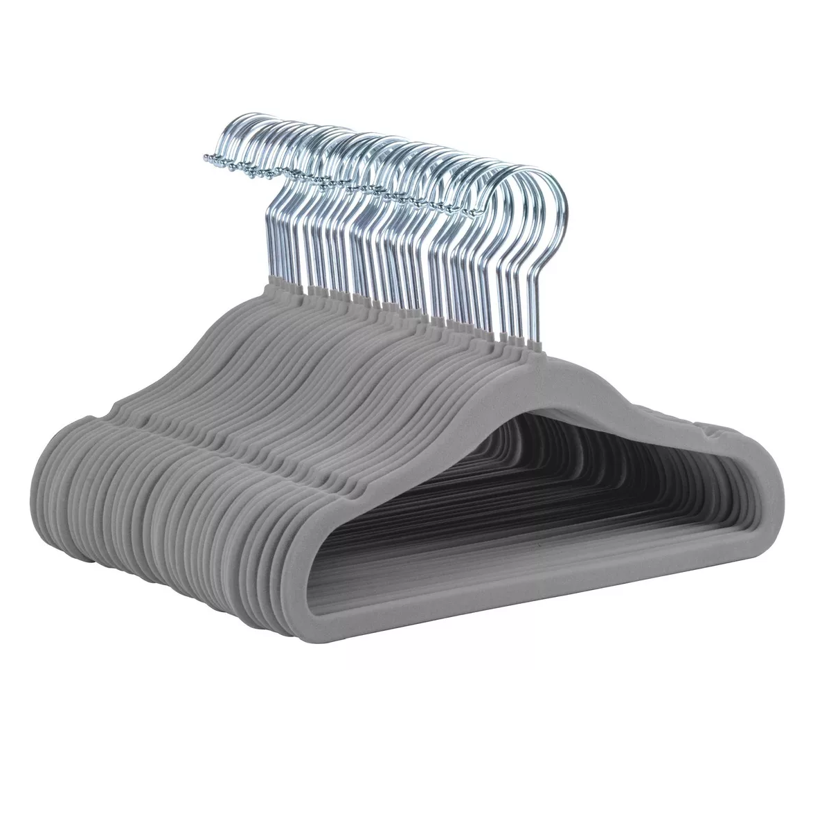 Foto 2 pulgar | 50 Ganchos de Terciopelo para Ropa de Bebe Antideslizante Eo Safe Imports Gris