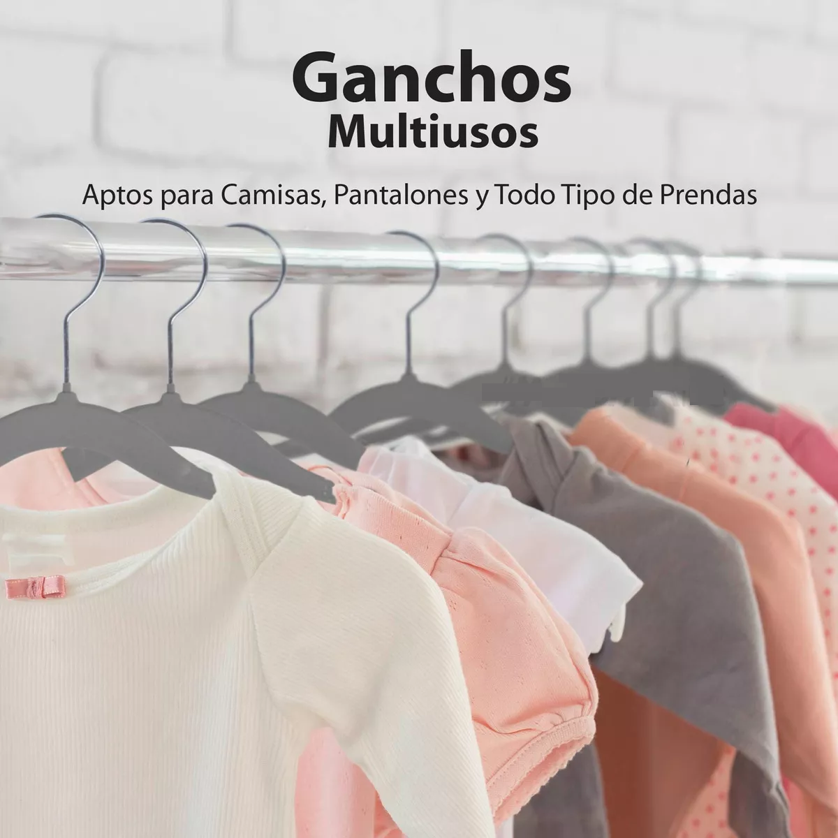 Foto 3 pulgar | 50 Ganchos de Terciopelo para Ropa de Bebe Antideslizante Eo Safe Imports Gris