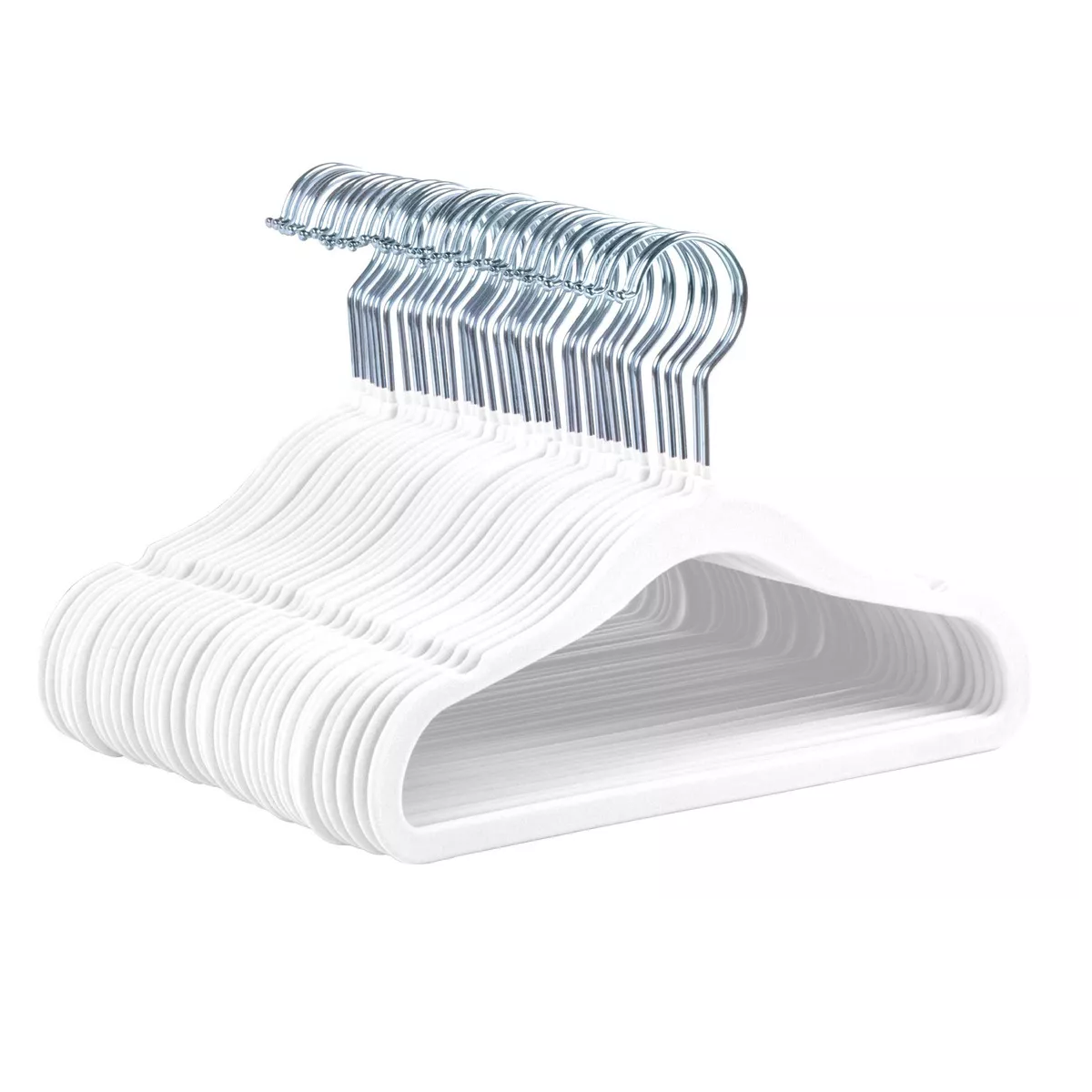 50 Ganchos de Terciopelo para Ropa de Bebe Antideslizante Eo Safe Imports Blanco