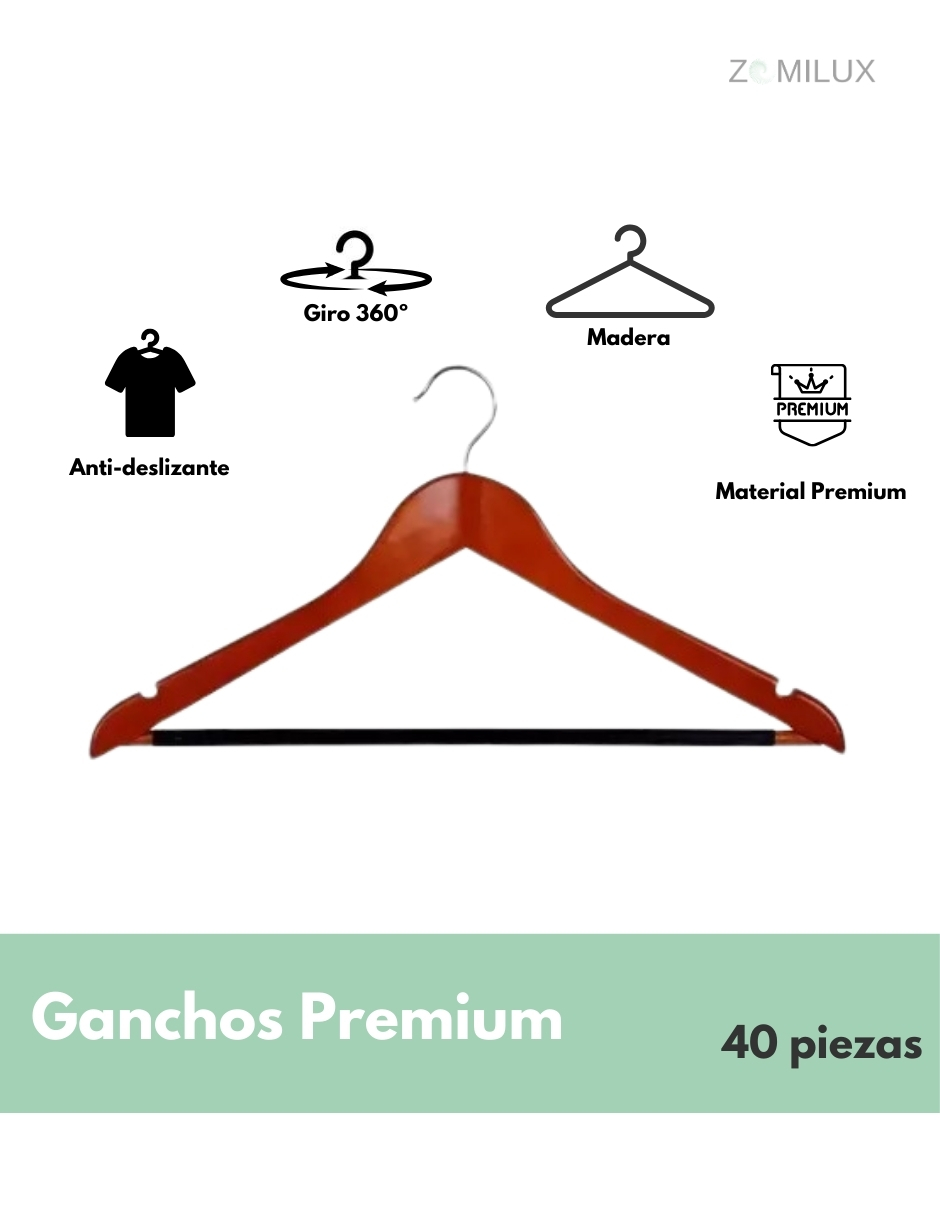 Foto 3 pulgar | 40 Ganchos para Ropa Zomilux