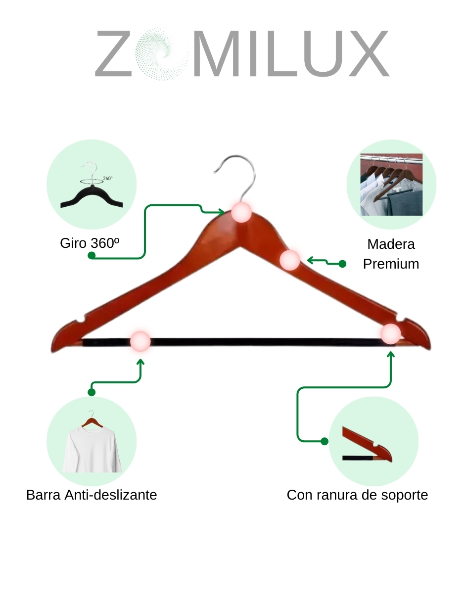 Foto 6 pulgar | 40 Ganchos para Ropa Zomilux