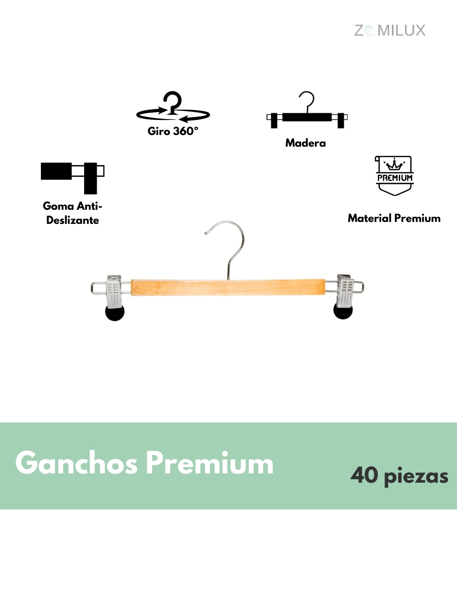 Foto 3 pulgar | 40 Ganchos para Pantalones Zomilux