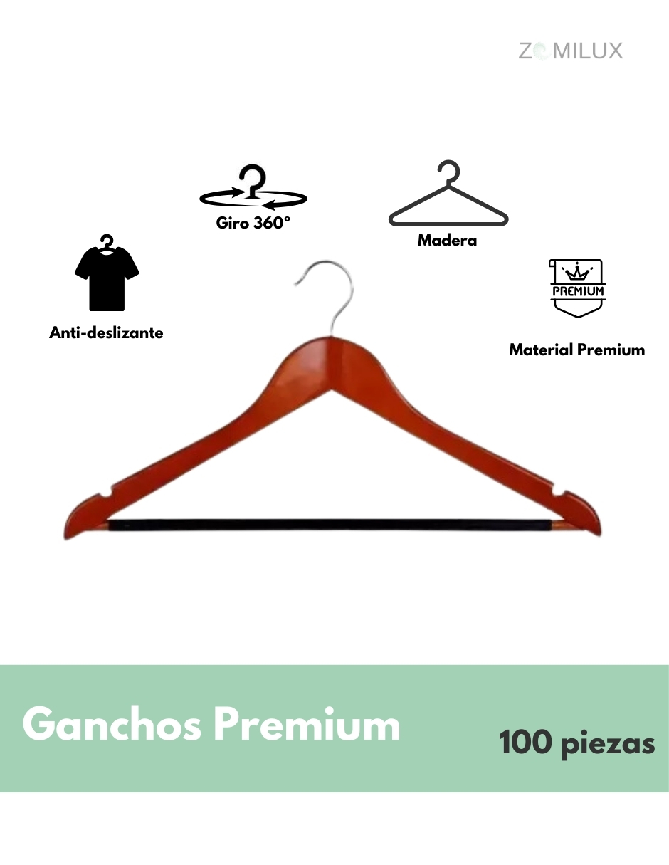 Foto 3 pulgar | 100 Ganchos para Ropa Zomilux