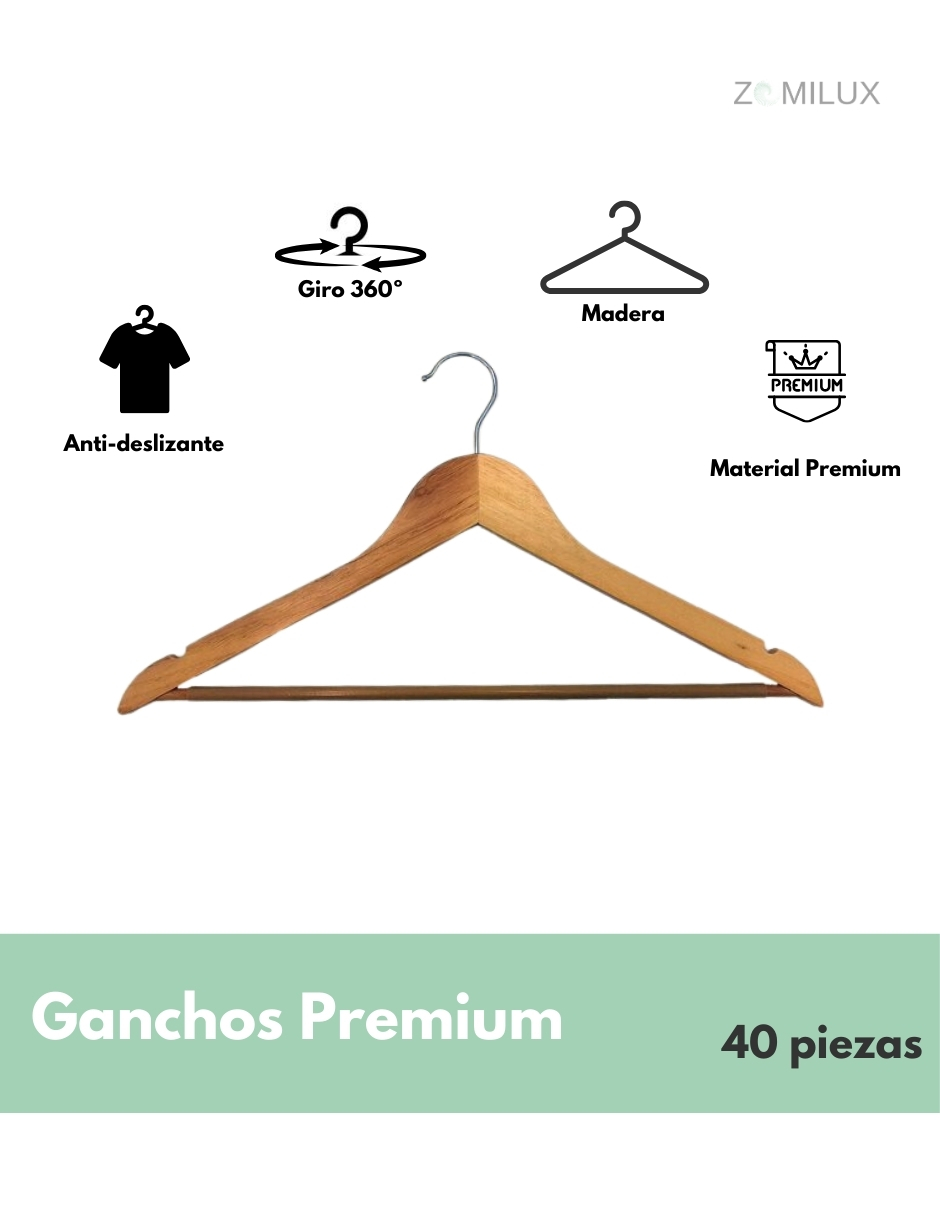 Foto 4 pulgar | Ganchos para Ropa Zomilux de 40 Piezas