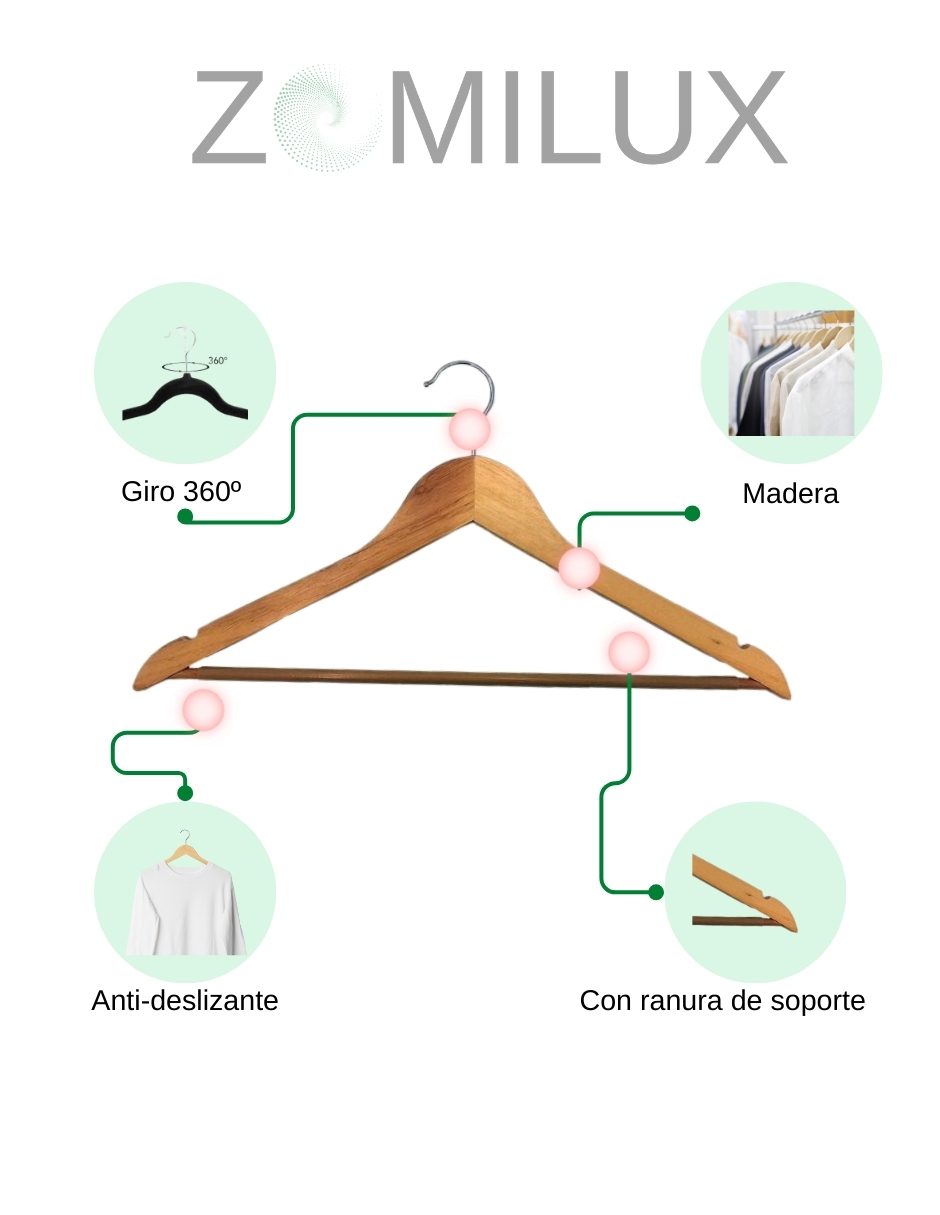 Foto 7 pulgar | Ganchos para Ropa Zomilux de 40 Piezas
