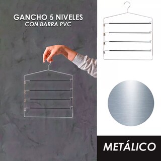 Foto 2 | Pack de 5 Ganchos 5 Niveles con Barra De Pvc