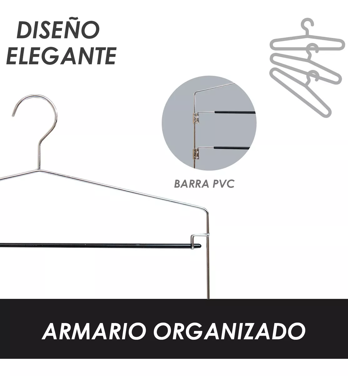 Foto 5 pulgar | Pack de 5 Ganchos 5 Niveles con Barra De Pvc