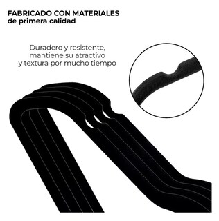 Foto 3 | Set 50 Ganchos Hg16c1 Ligero Resistentes Perchas De Terciopelo Antideslizantes Lab.g Color Negro