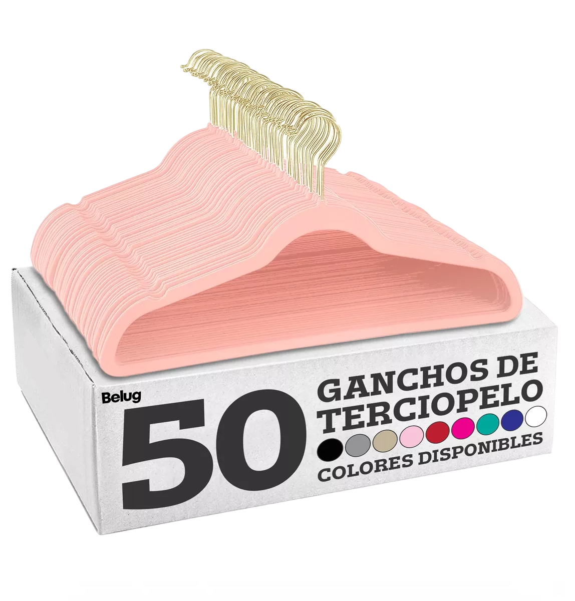 Foto 2 pulgar | Ganchos De Ropa Belug Rosas 50 Piezas