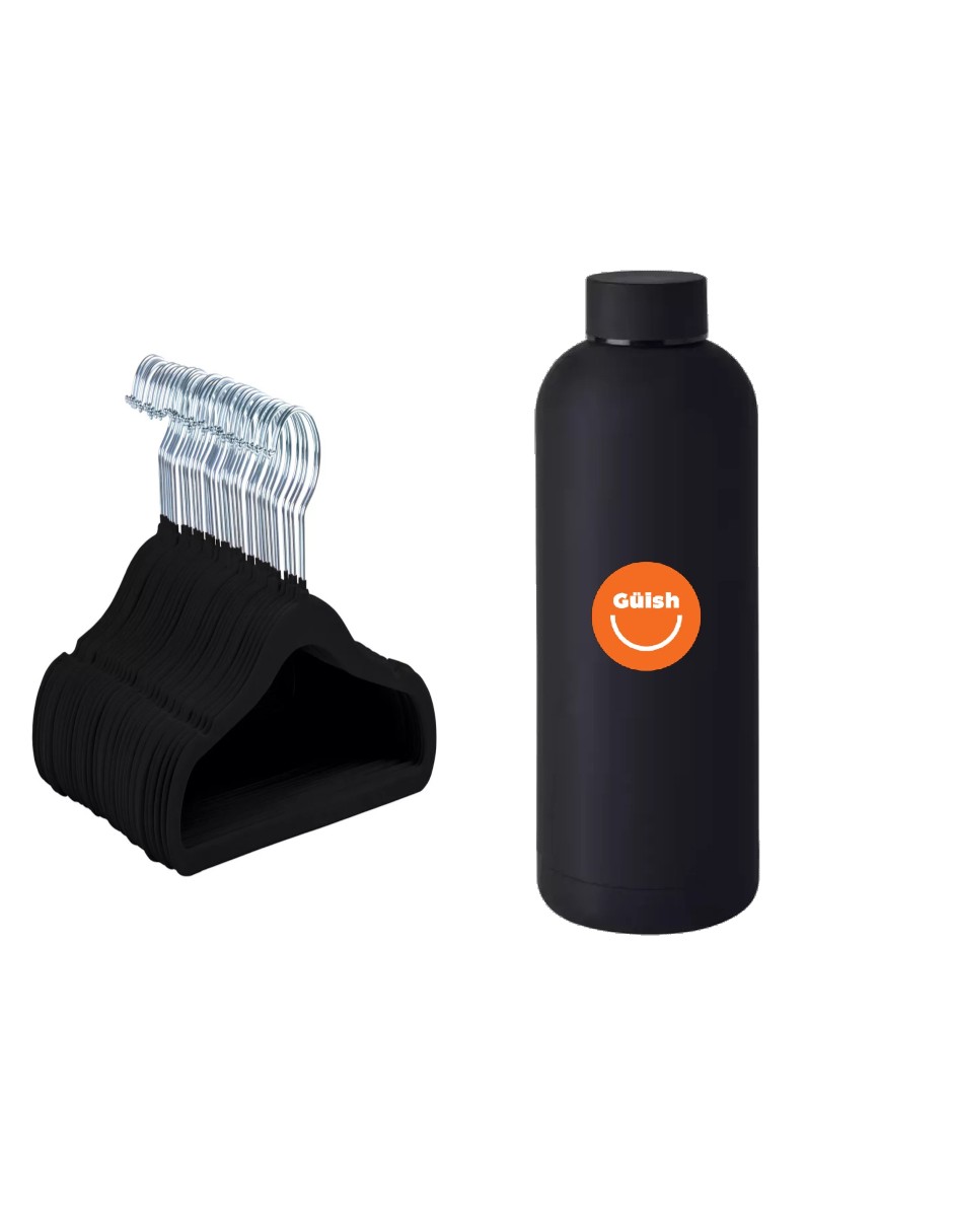 Foto 1 | Set 50 Ganchos De Terciopelo Color Negro + Termo De Agua Güish