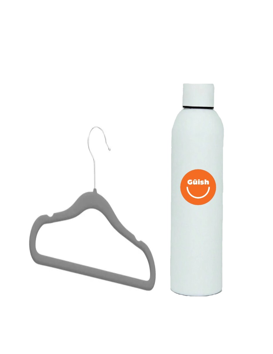 Foto 2 pulgar | Ganchos De Terciopelo Color Gris 50pzas + Termo De Agua De Regalo Güish