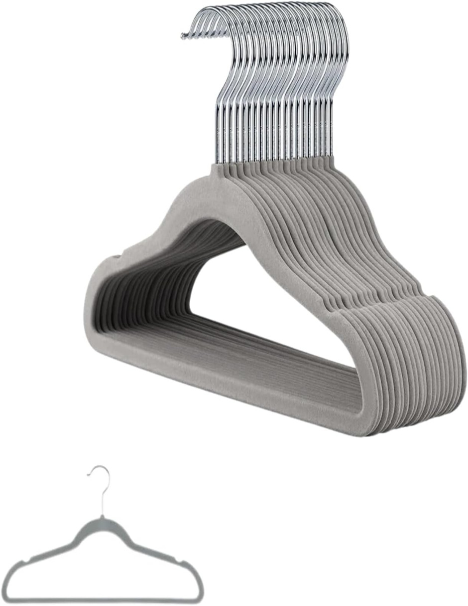 Foto 5 pulgar | Ganchos De Terciopelo Color Gris 50pzas + Termo De Agua De Regalo Güish