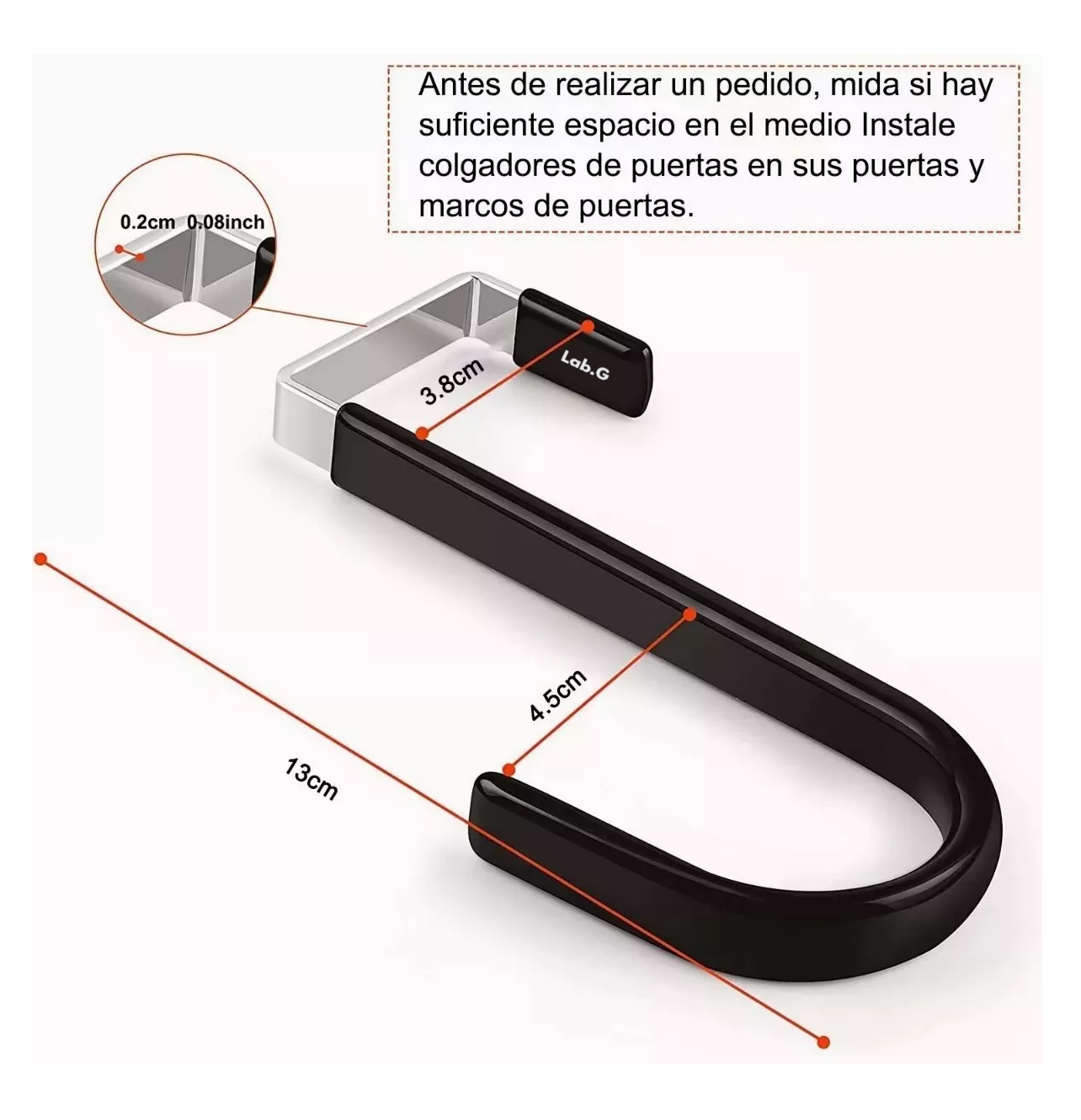 Foto 3 pulgar | Ganchos para Colgar de Puerta Lab.g 6 Piezas Negras
