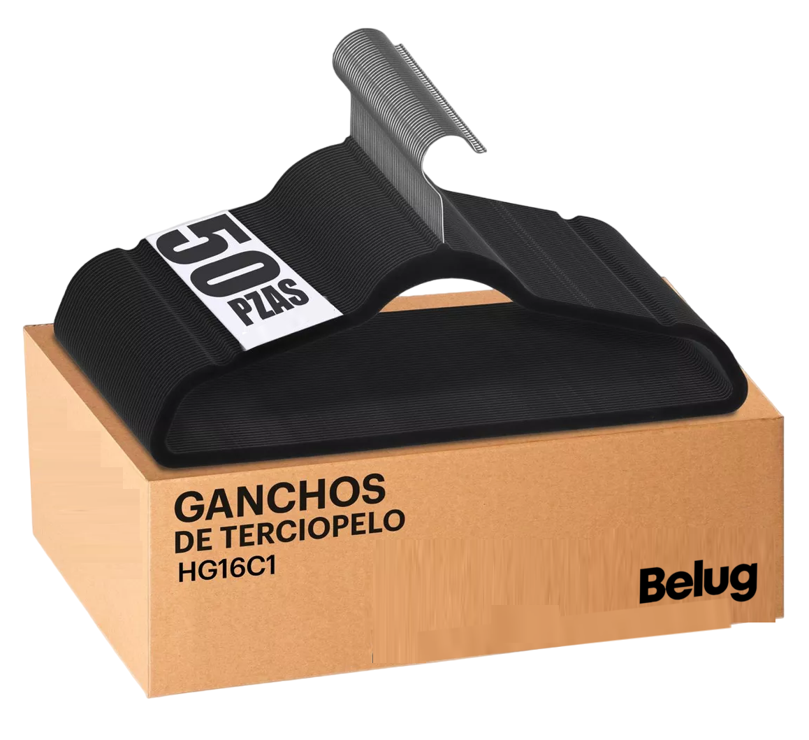 Foto 2 pulgar | Set 50 Ganchos Belug Ligero Resistentes Perchas De Terciopelo Antideslizantes Color Negro